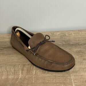 Tods Gommino Driving Loafers Brown Leather Mens 9 D Suede Moccasins Italy